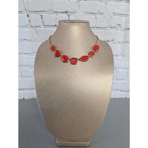 Kate Spade New York Vegas Jewels Facets Gold Tone and Coral Collar Necklace